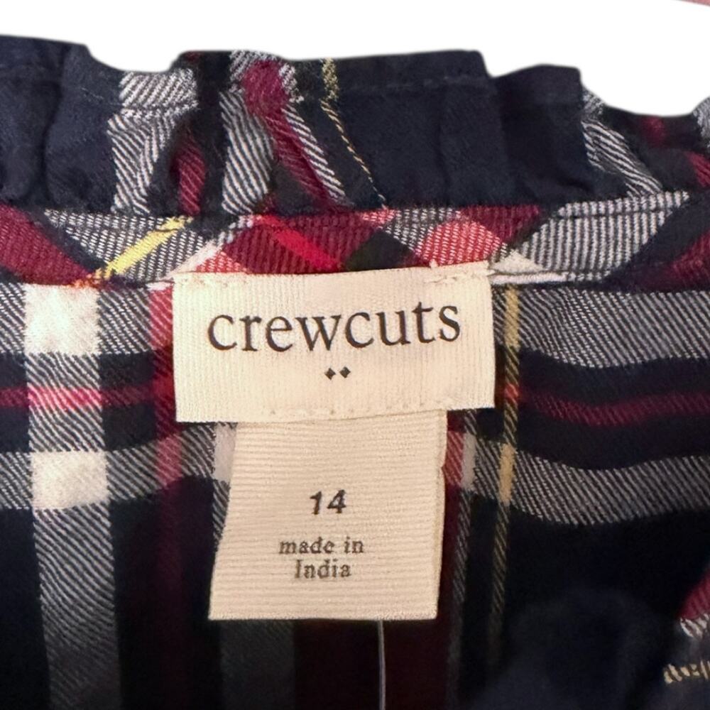 Crewcuts J. Crew Tiered Flannel Dress Girl’s 14 Cotton Plaid Red Blue NEW - Picture 2 of 6